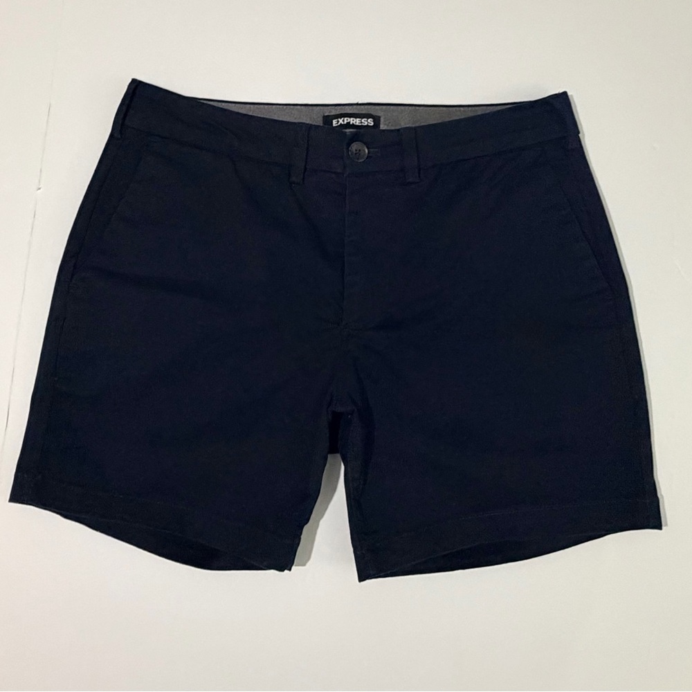 Express Men's Navy Flat Front Shorts